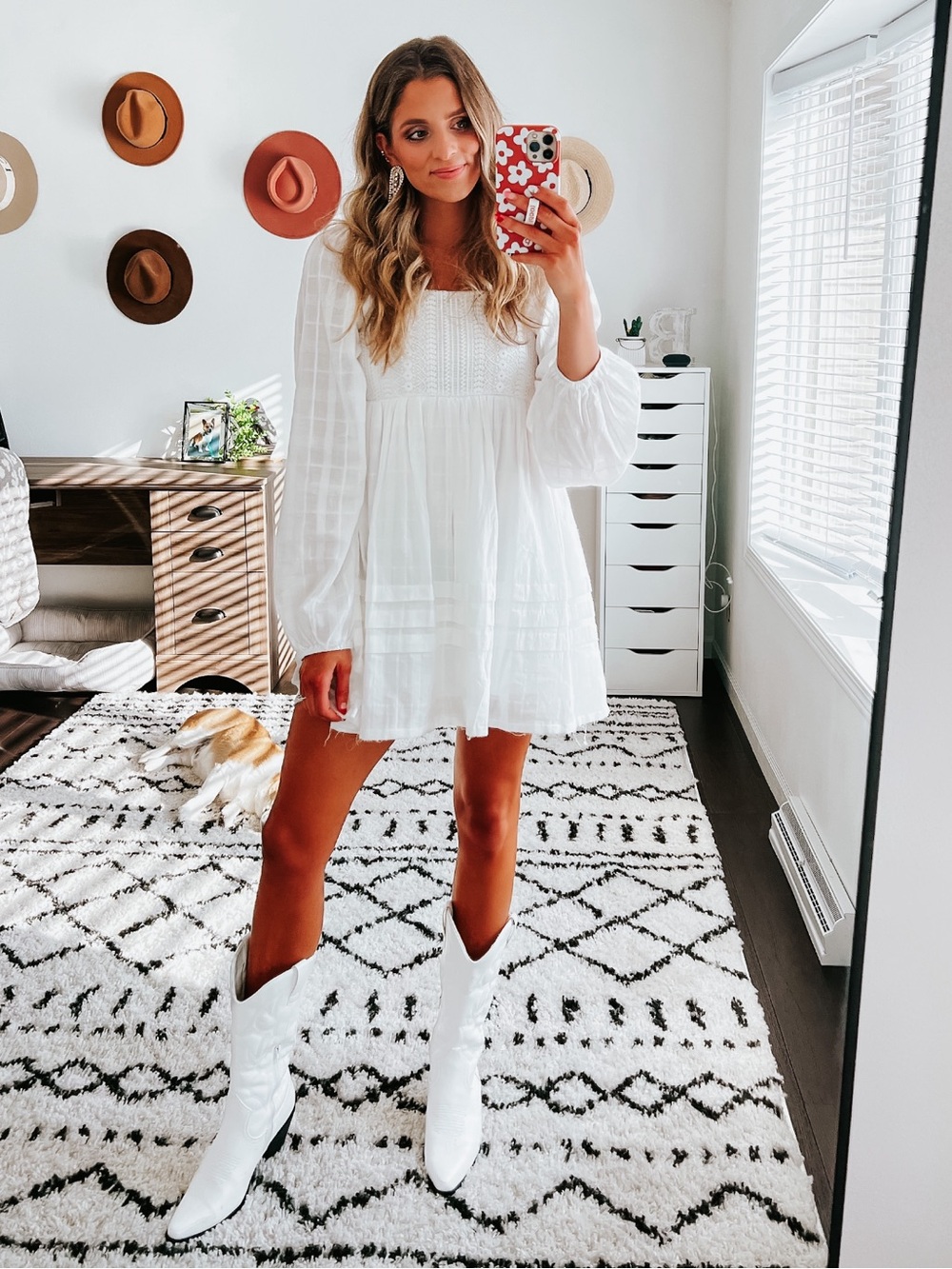 PINK LILY WHITE DRESS